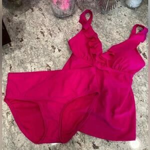 Pink 2 Piece Tankini / Bathing Suit Bottom Set - Size Medium NWT